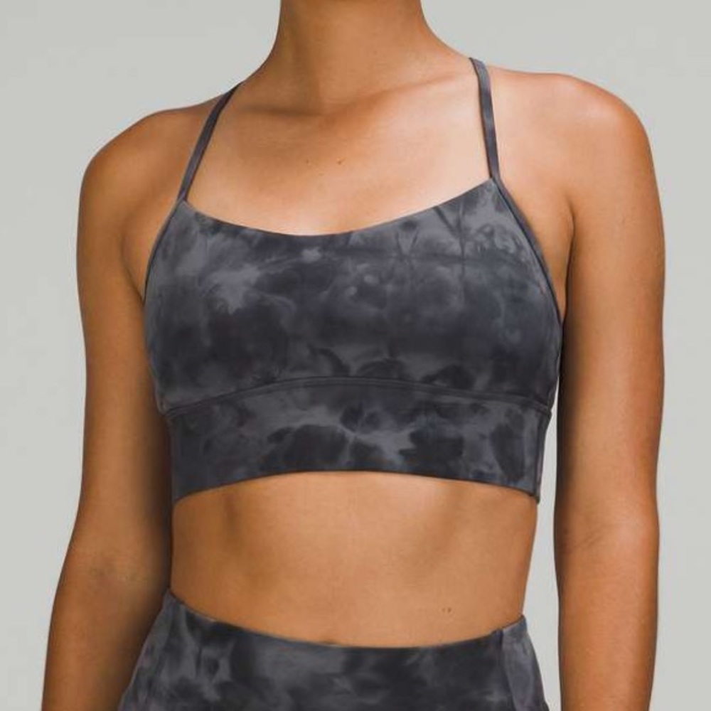 NWT Lululemon Flow Y Nulu Longline Bra *Light Support Diamond Dye Pitch Grey